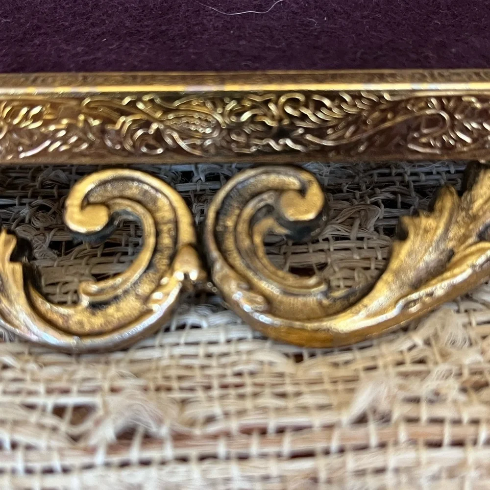 Vintage Vanity Mirror Rectangular Metal Filigree Hollywood Regency 20” L x 6.5”